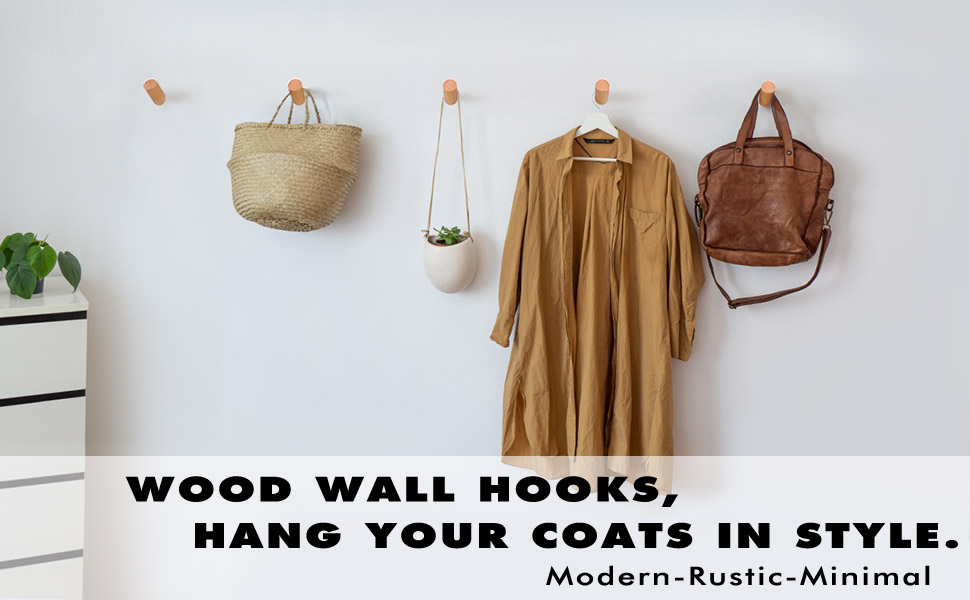 competitive pricing wood wall hooks, 4 pack coat hooks mounted rustic wooden heavy duty robe hook hat rack | for hanging bathroom towels clothes hanger (beech wood) one-stop wholesale
