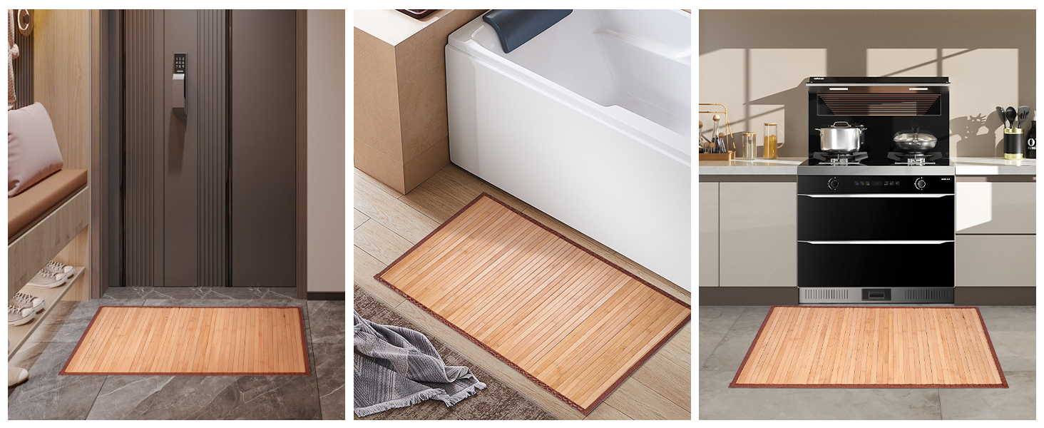 manufacturer direct small bamboo area rug 31.5''x20'', non slip bamboo runners rug for hallways entryway, small bamboo floor mat easy to mainten, floor protector mat neutral area rug trade price