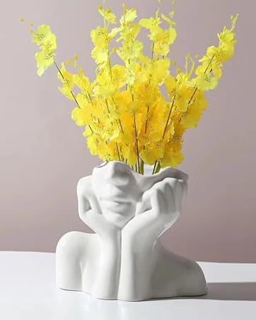 oem/odm services female form ceramic body face art vase ideal for home office bookshelf table shelf décor modern farmhouse 5.52x2.76x4.73inch, small affordable bulk deals