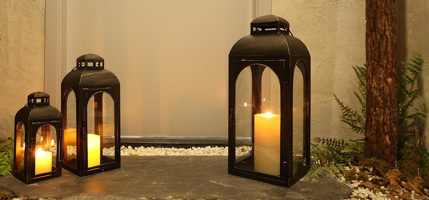 custom wholesale needomo moroccan lanterns decorative indoor & outdoor, hanging candle lantern, 11'' vintage candle holder, metal lanterns decorative, table, patio, porch, shelf, ramadan decorations (amber) oem/odm services