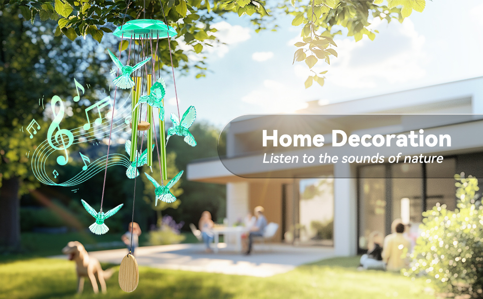 producer to buyer wind chimes,hummingbird solar wind chimes for outside,green gradation aluminum tubes deep tone memorial wind bell for garden/patio mobiles decorative gifts for mom, wife, grandma neighbors(37