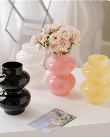 oem/odm services jspyfits glass hydroponic flower vase, 7 inches colored glass bubble vase for flower, three-layer glass funky vase for home/office/weddings/party table flower decor (milky green) affordable bulk deals