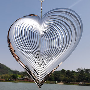producer to buyer djuan wind spinner outdoor metal decorations,silver heart wind spinners for yard and garden,stainless steel wind chimes for outside decor,birthday gifts for mom,mother's day,aunt gifts discounted pricing