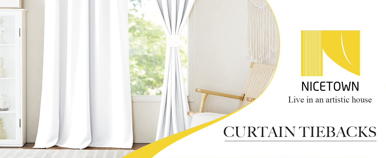bulk purchase nicetown strong magnetic curtain tiebacks - modern simple style curtain ties backs holdbacks holders for indoor/outdoor curtains (white, 18.5 x 4 inches, set of 4) factory discount