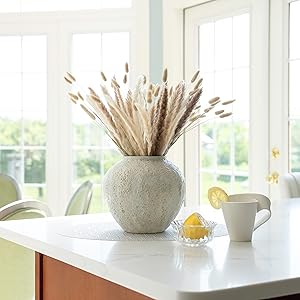 oem/odm services white ceramic vase flower vase, big textured round vase for centerpieces, kitchen, living room, bedroom decor gifts (8