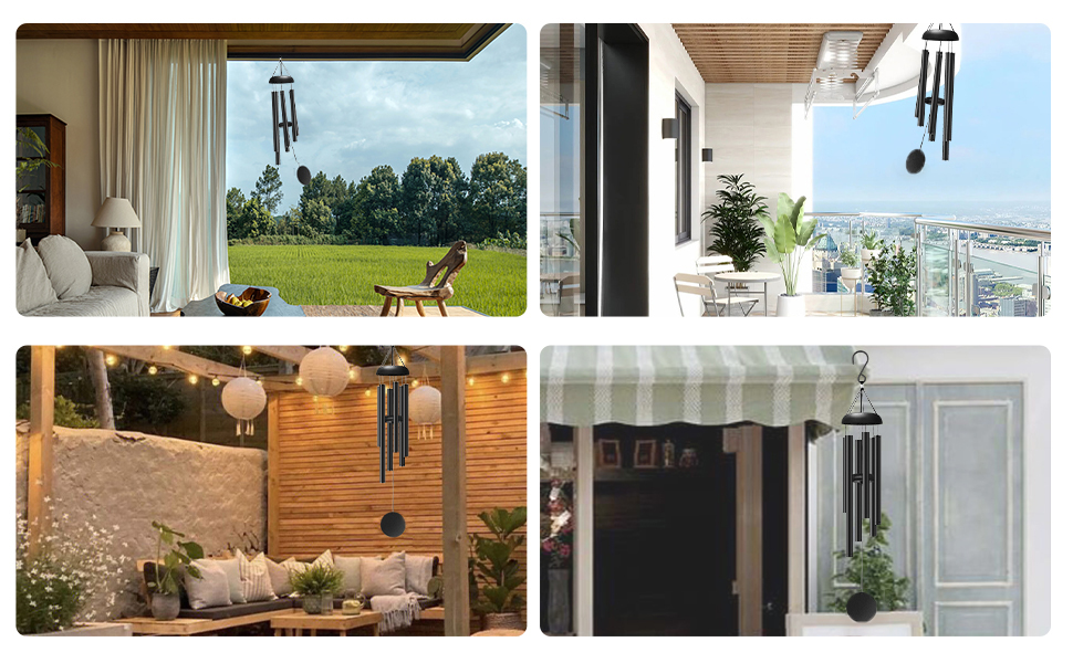 producer to buyer windchimes outdoors, 32 inches deep tone metal wind chimes with 6 thickened aluminum tubes, wind chimes for outside, memorial wind chimes best gift for mom grandma women, black discounted pricing