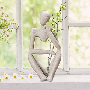 dropship from factory thinker sculptures, sandstone resin thinker statue ornaments, abstract style housewarming gifts, living room dining desk decorations (right, small) mass production supply