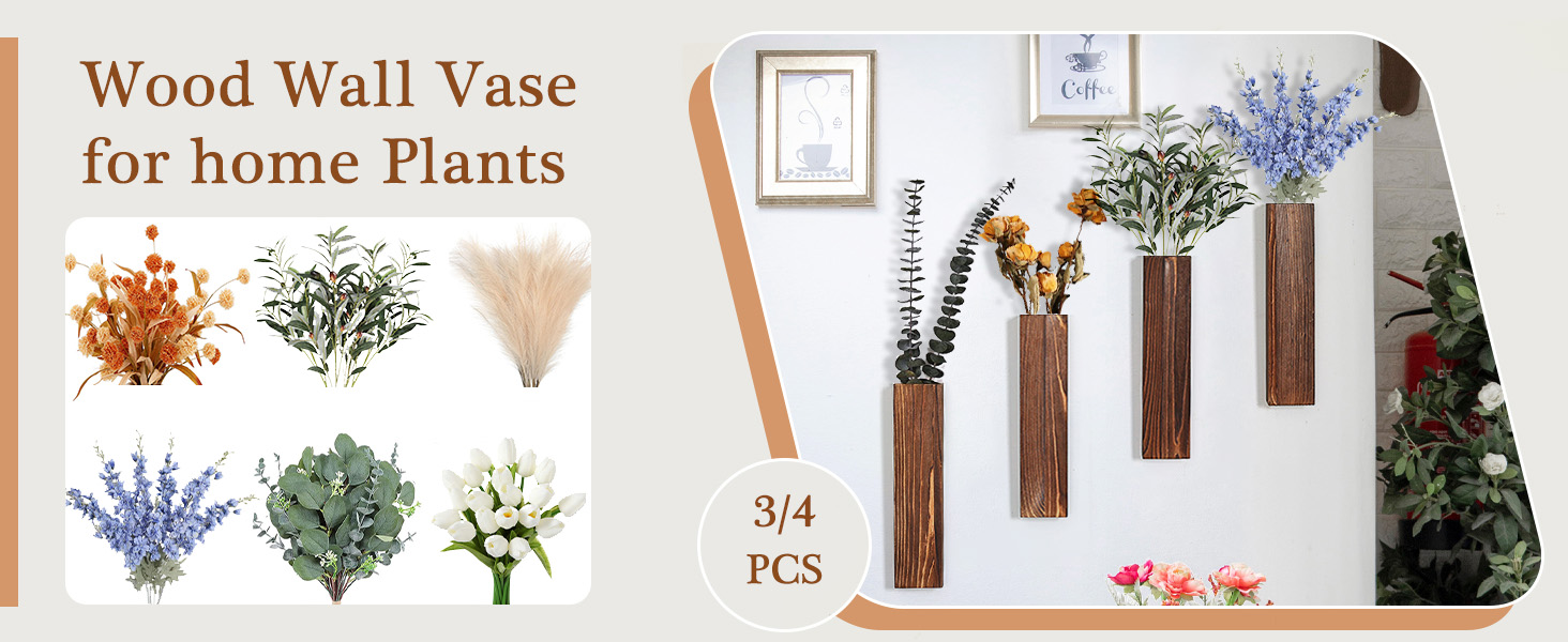 bulk purchase wood wall planters modern decor for livingroom bedroom bathroom contemporary wooden wall planter versatile wood home decor for dried flowers and faux greenery plants (3 pack，brown) trade price