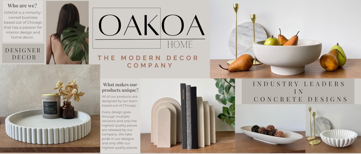 wholesale direct oakoa round decorative tray for coffee table tray decor - concrete round tray home decor tray - coffee table decor - table trays decorative - centerpiece tray bulk purchase at factory prices