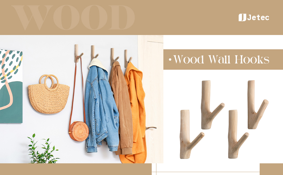 competitive pricing jetec 4 pieces wood wall hooks vintage real natural tree branch wall mounted handmade hook set rustic decorative wood adhesive strong suction hooks for coat key holder (white) one-stop wholesale