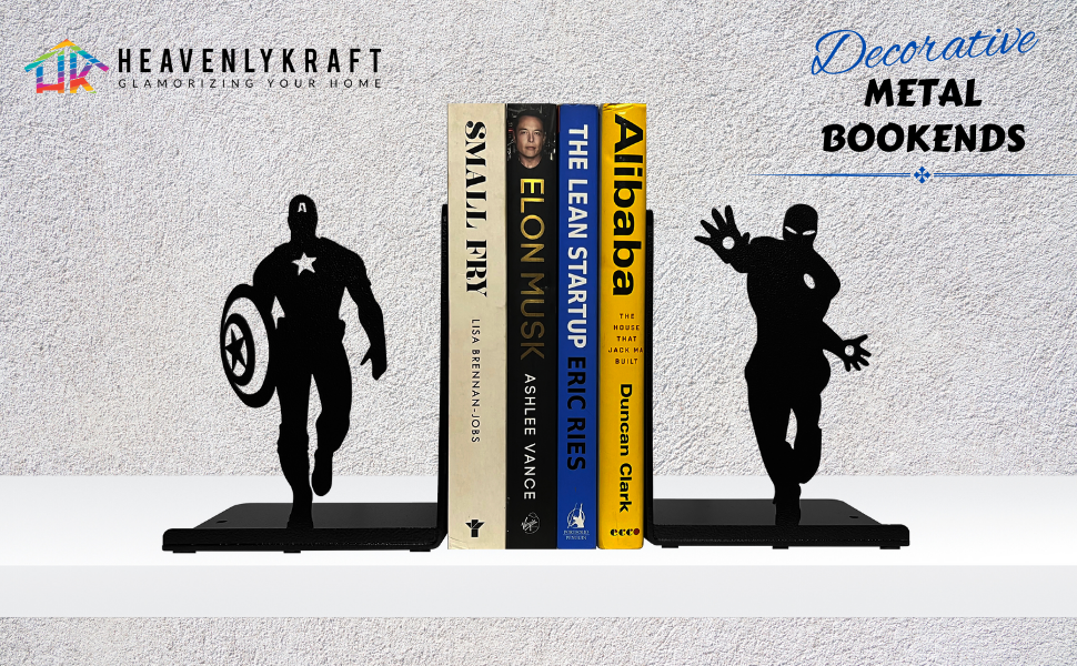 supplier direct superhero bookends | decorative bookends for shelves | non-skid book holders for shelves, table | unique home/office decor | heavy bookends| metal book ends| 7x5.5x4 inches each wholesale prices