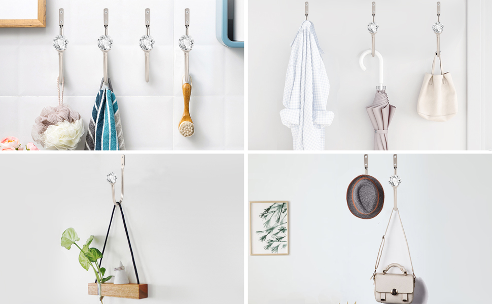 bulk purchase curtain holdbacks, 4 pcs curtain tiebacks hooks for drapes with clear crystal ball, wall mounted window curtain holder for home decor, silver factory discount