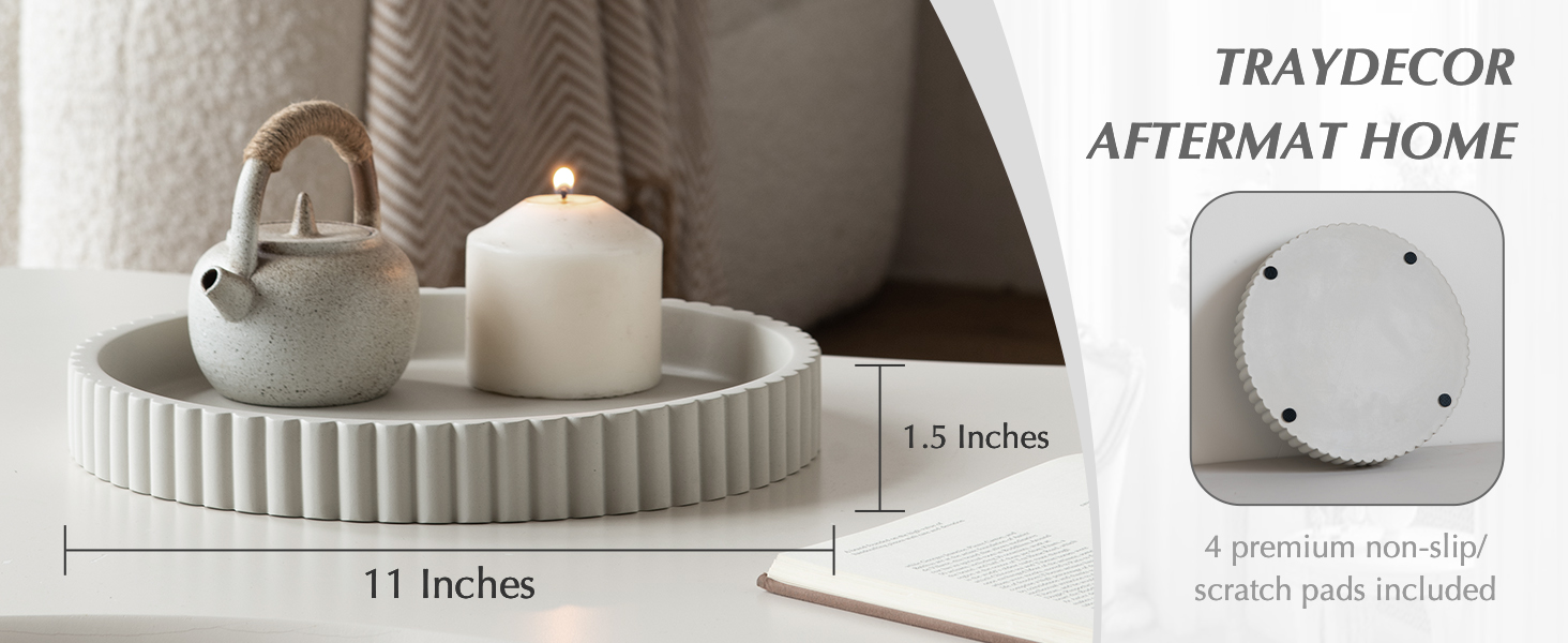 wholesale direct decorative tray for coffee table tray decor, concrete gray round tray home decor tray, table trays decorative, bandejas decorativas, centerpiece tray bulk purchase at factory prices