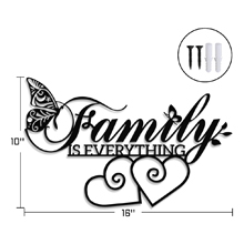 factory direct xort family sign metal wall decor, metal family wall art, family is everything sign for living room, bedroom wall hanging decor. (black - 16 x 10 inch) volume discount