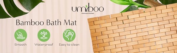 manufacturer direct bamboo bath mat (48 x 16 inches, large) or rug made of natural bamboo with wooden look, floor accessories for bathroom shower, sauna, spa, indoor or outdoor, non slip and water resistant trade price