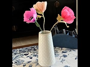 oem/odm services ceramic vase for decor, 6 inch+7.1 inch white flower vase for lego flowers, tulip and pampas grass, embossed farmhouse vases for centerpieces,home living room dining table office decor, arctic white affordable bulk deals