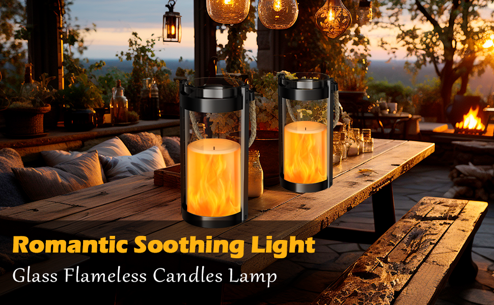 custom wholesale vintage lantern glass retro lantern led flickering flameless candle battery powered camping lamp hemp rope hanging lanterns non-solar light 2 pack oem/odm services
