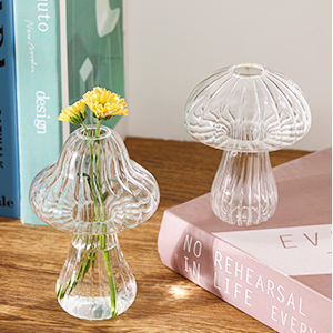 oem/odm services fixwal 2pcs clear mushroom shaped flower vase, glass vase for flowers transparent plant containers flower arrangement, hydroponic container for wedding garden decoration affordable bulk deals