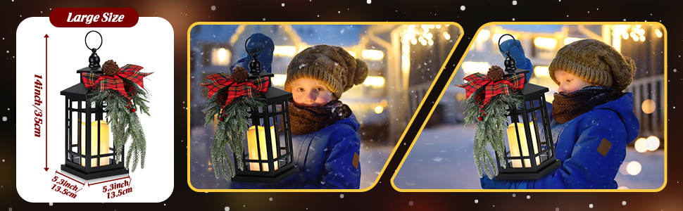custom wholesale 2 pcs christmas decorative lanterns black metal christmas party hanging candle lantern vintage flameless decorative lanterns with led lights for indoor outdoor christmas home table porch party decor oem/odm services