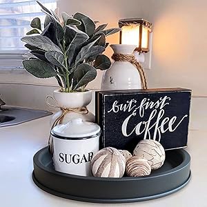 wholesale direct lobolighting black round decorative serving tray, black decorative tray for coffee table centerpieces modern farmhouse home decorations bulk purchase at factory prices