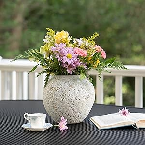 oem/odm services white ceramic vase flower vase, big textured round vase for centerpieces, kitchen, living room, bedroom decor gifts (8