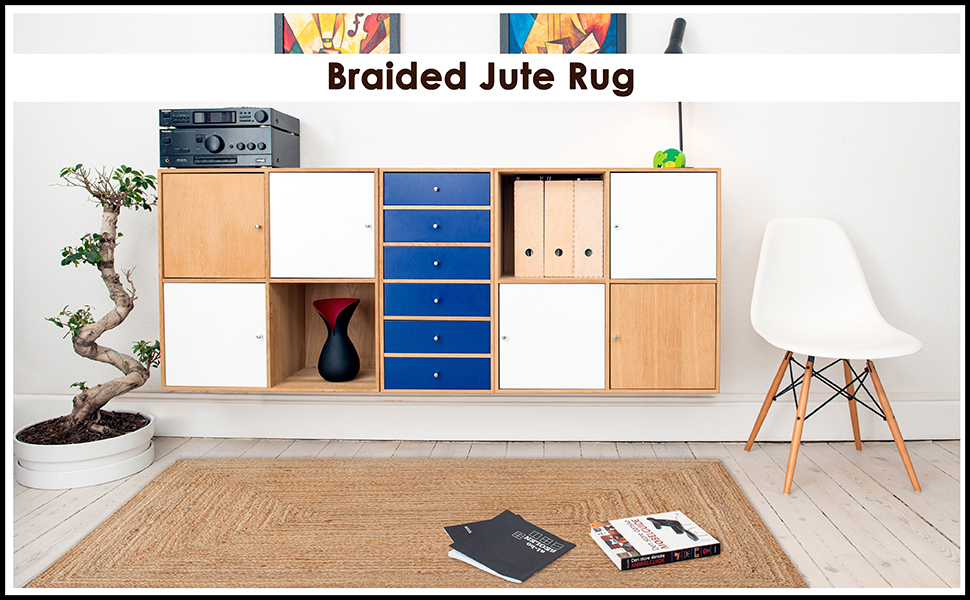 manufacturer direct homidate jute braided rug 4x6 ft, tightly braided chindi and jute rug, reversible,durable,sustainable rug pad, shag rugs for bedroom, floor rug, bedroom rugs, jute kitchen rug-48x72 natural trade price