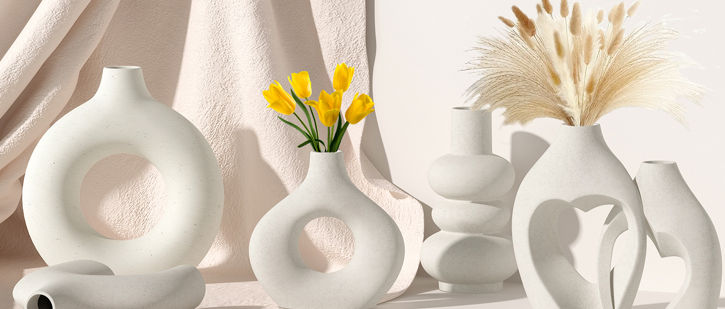 oem/odm services white vases for decor, heart shaped ceramic vase set of 2, nordic heart shaped vases, minimalist decorative vase for table centerpiece wedding dining living room office house decoration affordable bulk deals