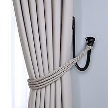 bulk purchase ohtomber 2pcs black curtain holdbacks - metal decorative curtain hooks for drapes, curtain tiebacks clips wall mounted curtain tie holders, curtain pull backs drapery hooks with screw for wall factory discount