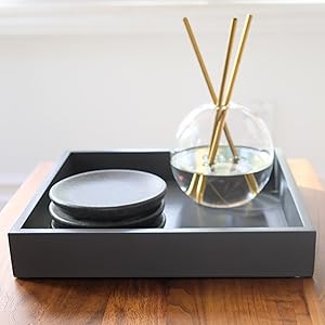 wholesale direct decorative coffee table tray - ottoman tray - breakfast, drinks, liquor serving platter - from farmhouse to modern - matte finish - champagne gold handles - loden green bulk purchase at factory prices