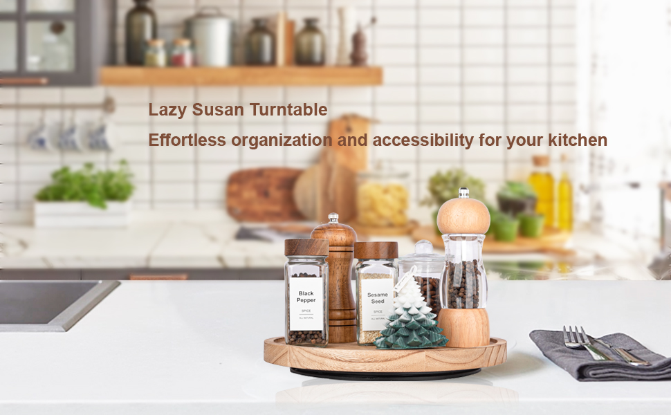 wholesale direct wood lazy susan organizer kitchen turntable for cabinet farmhouse bathroom decor round decorative tray for vanity, counter, sink, coffee table, 10 inch, brown bulk purchase at factory prices
