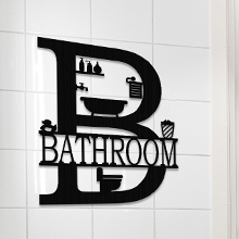 factory direct xort metal bathroom wall decor, farmhouse metal bathroom wall art, funny bathroom sign for modern home hanging decorations. (black - 12 x 14 inch) volume discount
