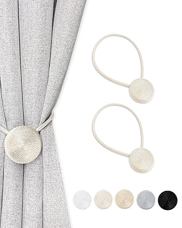 bulk purchase magnetic curtain tiebacks, brown curtain holders for drapes, stronge magnet drapery curtain ties set of 2, boho rope curtain holdbacks factory discount