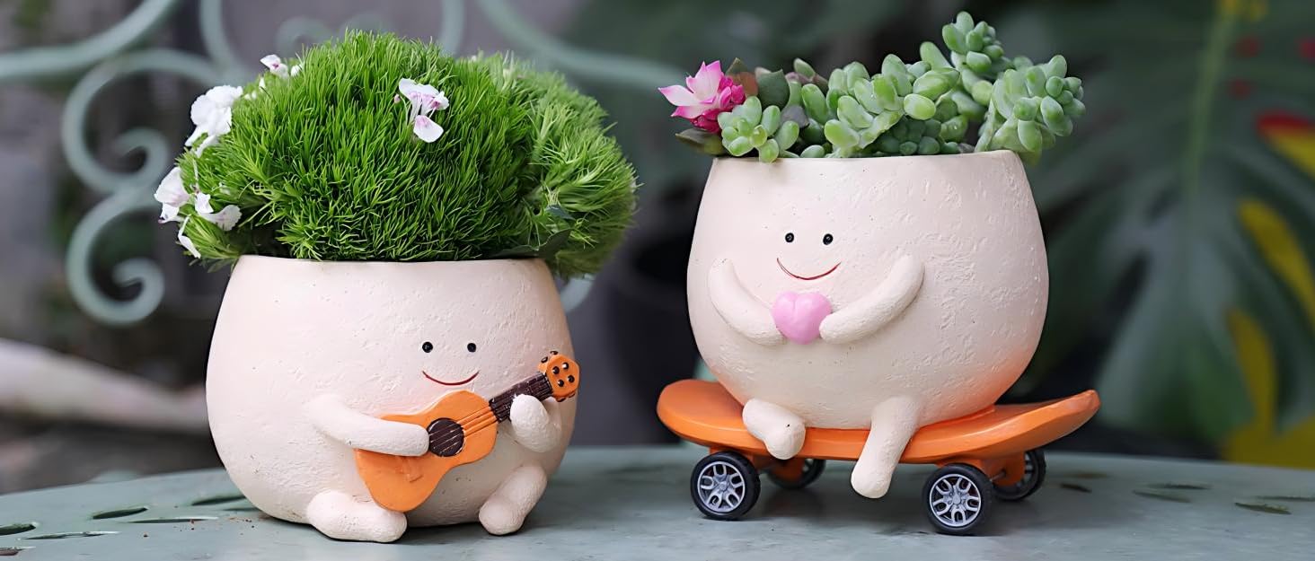 oem/odm services face flower pots for plants rocking chair planters funny succulent planter live cute resin flower pots head planter for indoor outdoor plants gift ideas for mother and christmas affordable bulk deals