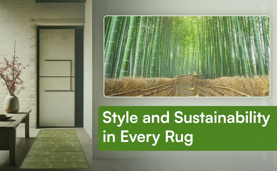 manufacturer direct 70 x 35 inch natural bamboo area & kitchen rug | indoor runner mat | anti-slip and roll-up (natural green, 70 x 35 inch) trade price