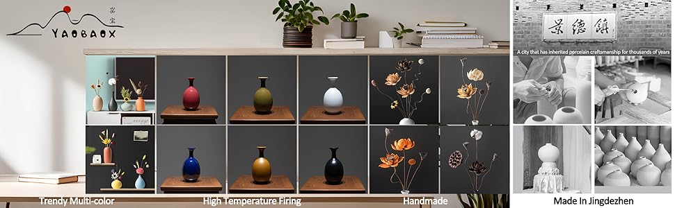 oem/odm services small ceramic vase set of 4 for modern home decor minimalist bohemian,round matte vases for dried flowers&pampas grass ceramic decoration for office,shelf,living room,bedroom,entryway decor affordable bulk deals