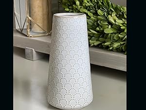 oem/odm services ceramic vase for decor, 6 inch+7.1 inch white flower vase for lego flowers, tulip and pampas grass, embossed farmhouse vases for centerpieces,home living room dining table office decor, arctic white affordable bulk deals